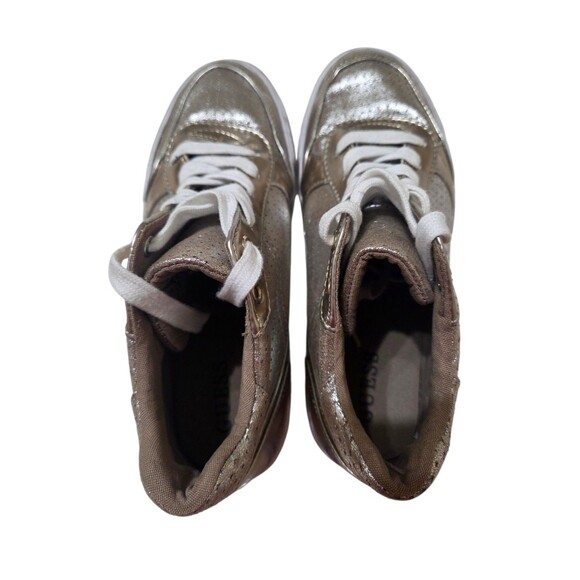 GUESS High Top Gerree Sneakers Shoes Gold Logo Lace Up Women's 7.5 S2 - Picture 7 of 11